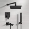 Matte Black Tub and Shower Faucet Set with Handheld, Rain Shower Head
